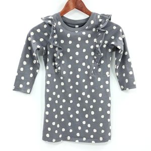 Tea Collection Grey Polka‎ Dot Cotton Long Sleeve Dress